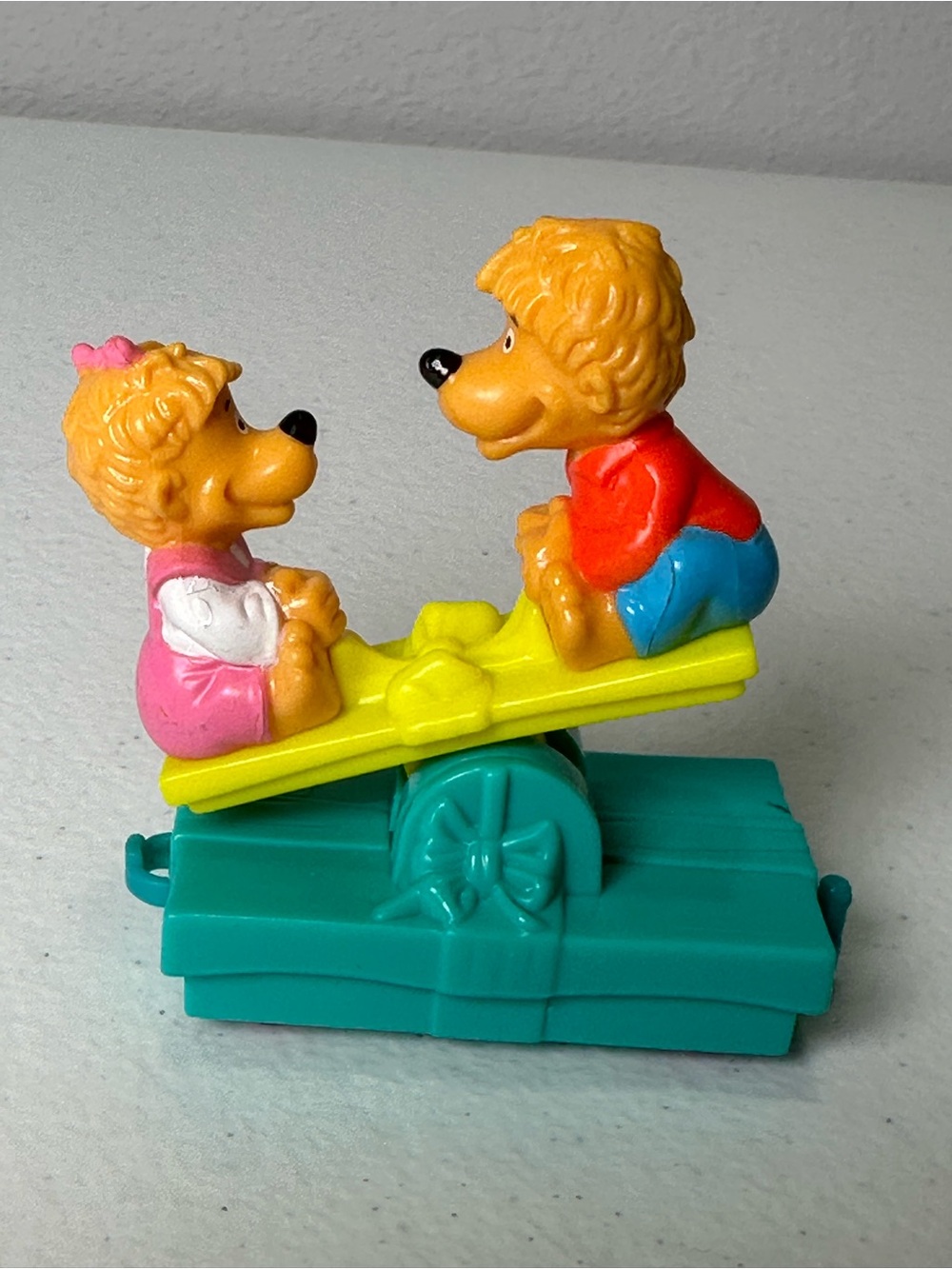 Vintage Bernstein Bear Teeter-Totter Mc Donald’s toy - Pink, Yellow, Teal